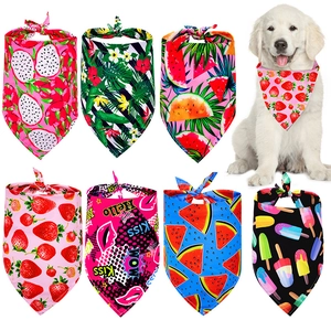 Pet Bandana Summer Fruit Print Polyester Breathable Scarf Bib For Small Medium Large Dogs Cats Tropical Pattern Adjustable