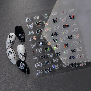 Laser-Aurora Schmetterling Nagelaufkleber Set mit 3D Kristall-Effekt für DIY Maniküre