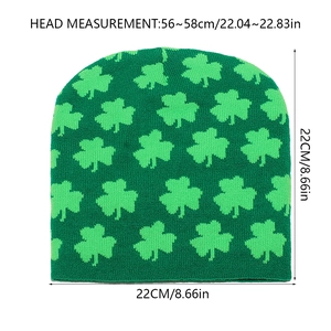 Spécifications de taille pour le bonnet en tricot de la Saint-Patrick avec trèfles