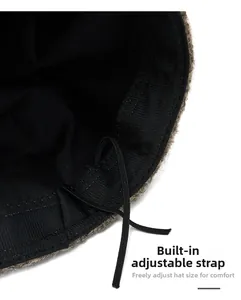 Detail of the internal adjustable drawstring for head size customization in black cap