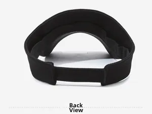 Detailed back view of the black canvas sun visor featuring an adjustable velcro strap