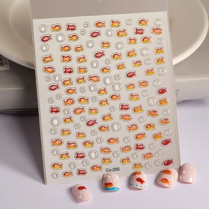 5D Embossed Goldfish Nail Art Stickers Bubble Design Adhesive Translucent Waterproof Manicure Decor For Women