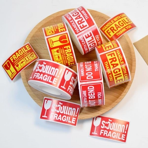Fragile Warning Stickers Careful Care Labels Glossy Self Adhesive Shipping Packaging Do Not Bend For Parcels