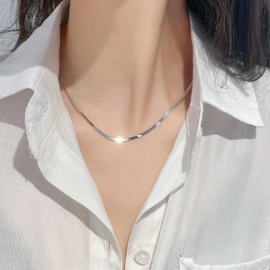 Collana A Catena Di Serpente Piatta Minimalista In Acciaio Inossidabile Girocollo Da Clavicola Gioielli Di Moda Per Donna