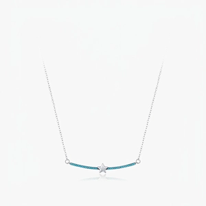 925 Sterling Silver Star Necklace With Turquoise Curved Bar Pendant Elegant Simple Jewelry For Women Valentine Gift
