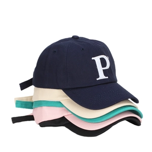 Outdoor sports baseball caps set with P embroidery in navy, beige, green, pink and black
