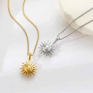 Sunburst Pendant Necklace Stainless Steel Sunray Minimalist Gold Silver Plated Fashion Jewelry Accessories For Women