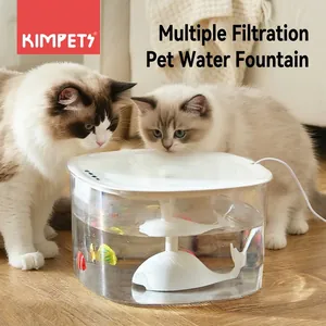 Automatic Pet Water Fountain Quiet Circulation Filter Whale Shape Transparent Tank Food Grade Drinking Dispenser
