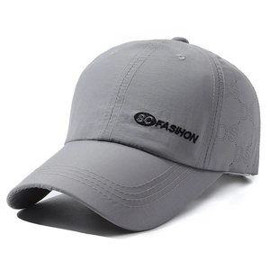 Quick-dry grey baseball cap with SC FASHION embroidery and breathable perforated panels