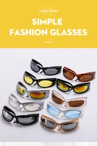 Detailed collection of Y2K futuristic sports sunglasses with various colorful frames and lenses