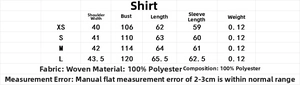 Guide des tailles pour chemisier col en V avec mesures XS à L en polyester tissé