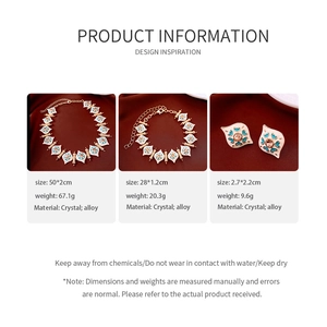 Detailed dimensions and weight specifications for the vintage crystal jewelry set