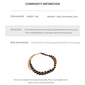 Size information and material detail of vintage rhinestone necklace with alloy and resin
