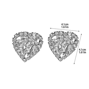 Elegant heart-shaped crystal stud earrings with silver-tone base for special occasions