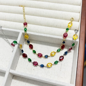 Chic gold and silver bracelets with vibrant multi-colored oval zircon heart gemstones