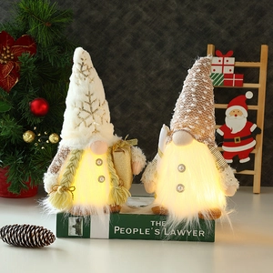 Christmas Gnome Plush Ornament LED Glowing Faceless Dwarf Nordic Style Home Tabletop Festive Decoration