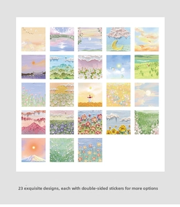 Lot d'autocollants artistiques de paysages naturels et fleurs à l'huile pour scrapbooking