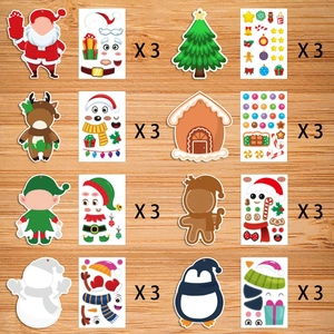 24-piece DIY Christmas sticker set with Santa, Reindeer, and Snowman for holiday crafts
