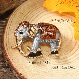Detail of elephant brooch with enamel and rhinestones showing size 3.0cm x 2.5cm