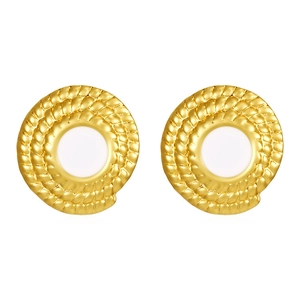 Détails des boucles d'oreilles vintage en or 18 carats avec émail blanc spiralé