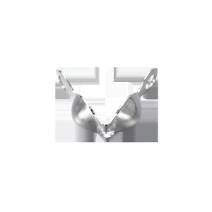 Close-up of silver metal jewelry folding crimp ends for DIY necklace making