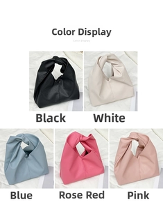 Color options of the cloud handbag in black, white, blue, rose red, and pink soft PU