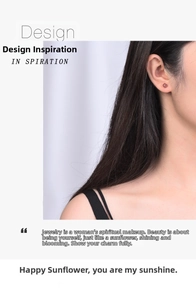 Close-up of minimalist round strawberry quartz stud earrings on a female model