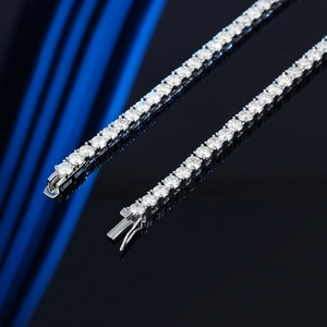 Luxury 925 sterling silver tennis necklace featuring 0.3ct moissanite round cut stones