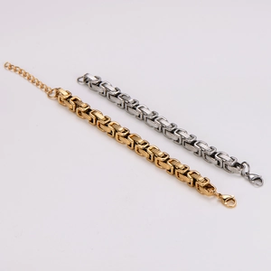 Vintage polished byzantine chain bracelets in gold and silver finish for men