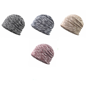 Winter knitted slouchy beanie hats in mixed grey, blue, brown, and red colors