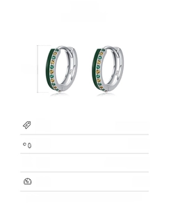 Detail specifications of 925 sterling silver earrings with green enamel and zircons
