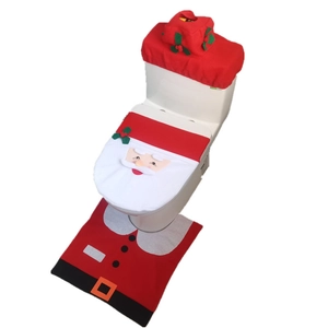 3-Piece Santa Claus toilet cover and floor mat set for Christmas bathroom decoration