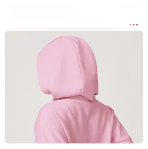 Detail of pink hoodie featuring a wide-brimmed sun protection hood design for sports