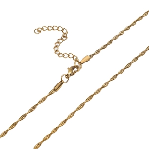 Minimalist 18K gold plated stainless steel twisted chain necklace with adjustable clasp
