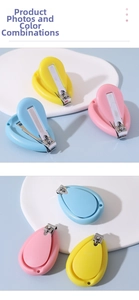Klappbarer Baby-Nagelknipser in Tropfenform in Blau, Gelb und Rosa Pastellfarben