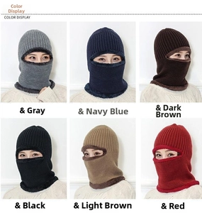 Winter knitted balaclava with warm fleece lining in six various color options
