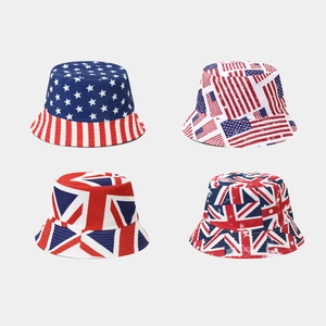 Bucket Hat Polyester Breathable Sun Protection Outdoor Retro Distressed Flag Print Fashion Accessories For Men Women