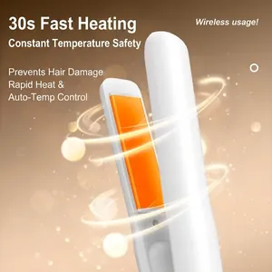 Portable wireless hair straightener with ceramic heating plates and 30s fast heating