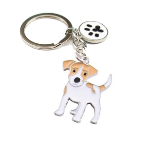 Metal Dog Keychain With Jack Russell Terrier German Shepherd Enamel Drip Oil Pendant Animal Charm For Bag Decoration Gift
