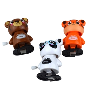Wind-up walking animal toys set including panda, bear, and tiger for kids gift