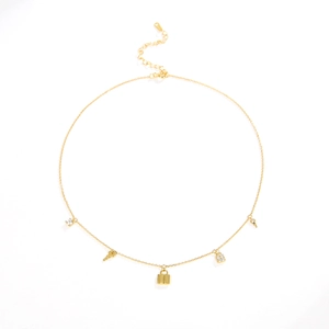 925 Sterling Silver Key Lock Tassel Pendant Necklace Zirconia Multi Element Choker Fashion Jewelry For Women Gold Silver