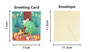 3D Weihnachtskarte mit Katzen-Illustration und passendem quadratischem Umschlag-Set