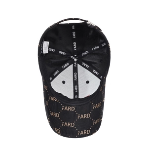 Classic black baseball cap with khaki FARD letter embroidery and all-over pattern print