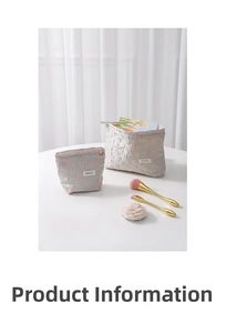 Detailed view of floral jacquard pouches with rose patterns and golden zippers