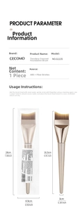 Detail view of crescent foundation brush with dimensions in cm and inches