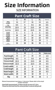 Detailed size guide for seamless V-waist yoga shorts showing measurements from S to XL