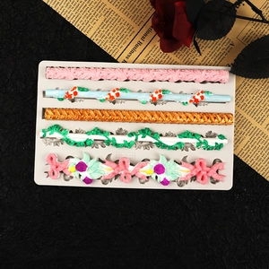 Roman Column Relief Braided Texture Silicone Fondant Mold For Cake Decorating Bow Flower Lace Border DIY Baking Sugarcraft