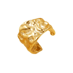 Baroque style gold irregular textured U-shape ear cuff with 18K gold plated lava finish