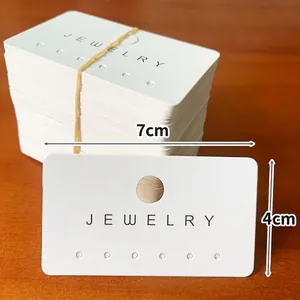 White jewelry display card with black Jewelry text for earrings and necklaces 4x7cm