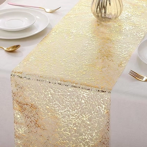 Metallic Mesh Table Runner Hollow Out Foil Lace For Wedding Birthday Party Home Dining Table Decor Shiny Elegant